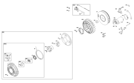 Flywheel, Ignition, And Starter Group Diagram and Parts List for 356447-0048-G1 200000 - 399999 Briggs and Stratton Engine